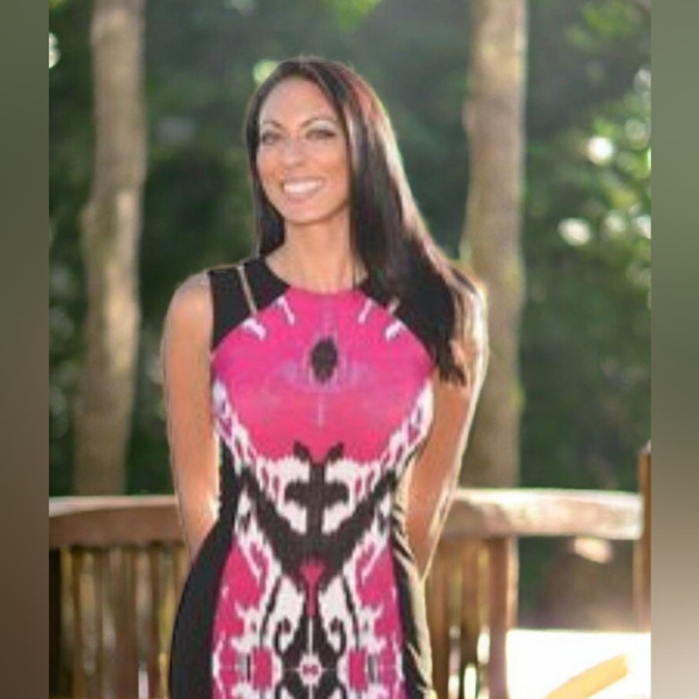 Cache Black & Pink Bodycon Dress Sleeveless